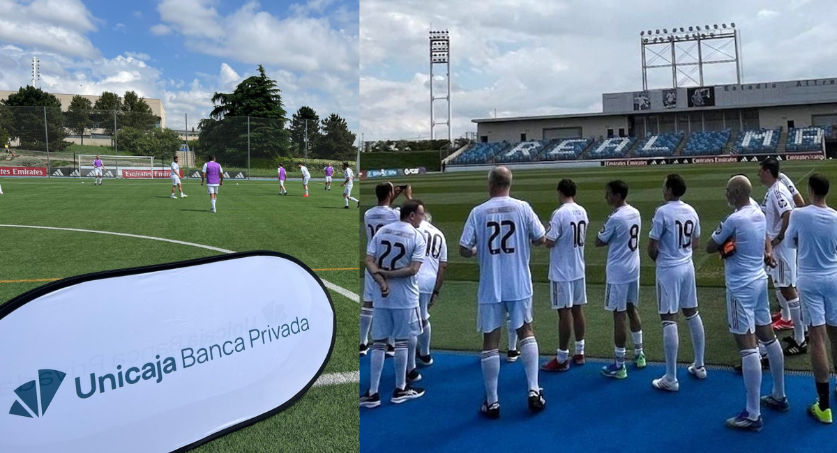 Clientes de Unicaja visitan la Ciudad Deportiva del Real Madrid y disfrutan de una mañana de fútbol