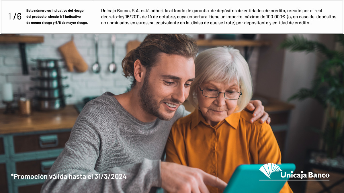 Unicaja Banco offers a remuneration of up to 4% APR (3.94%NIR) for the direct deposit of salaries and improves its offer with up to 250 euros (subject to certain conditions)